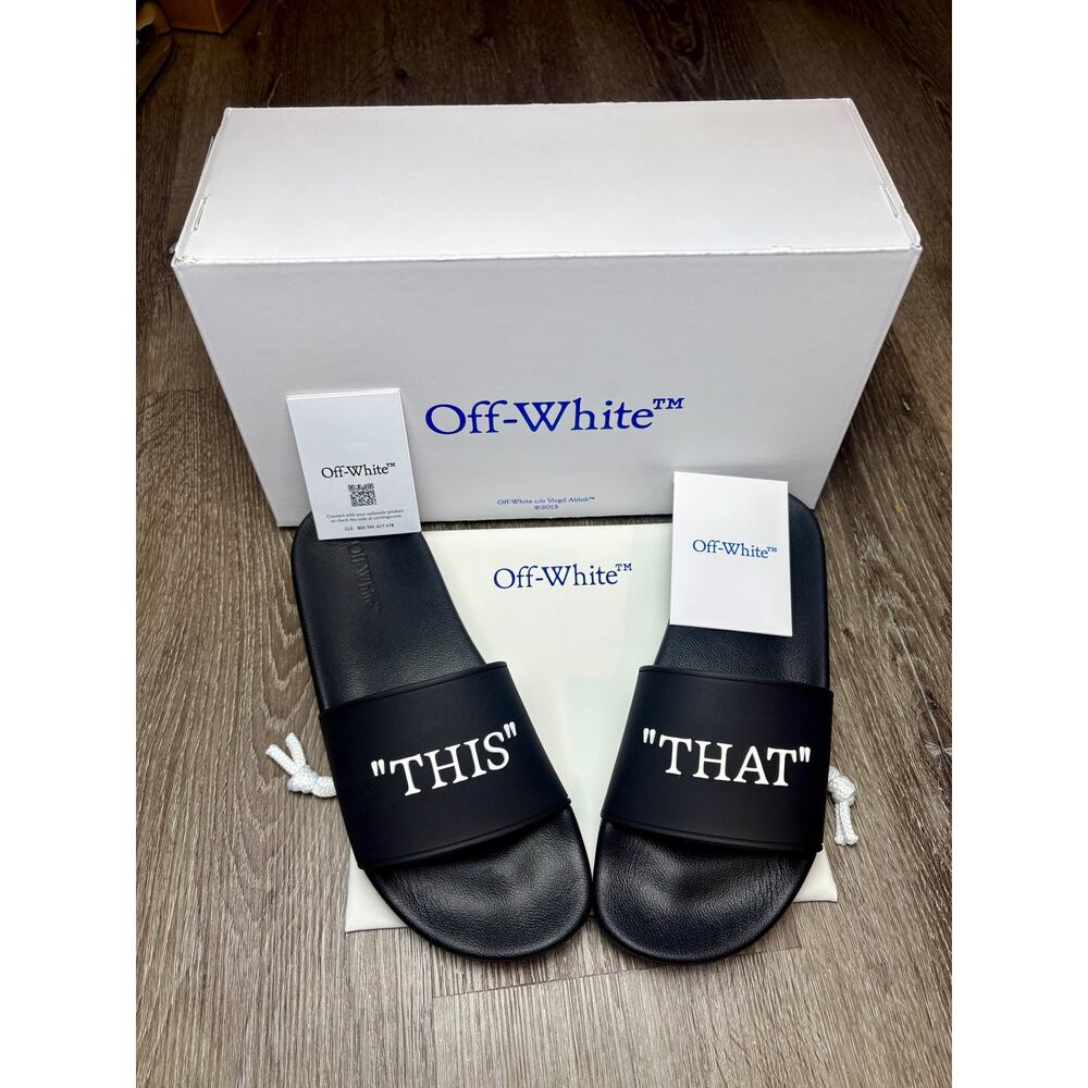 NIB Off-White c/o Virgil Abloh 'This That' Sliders EU 40 (US 9.5/10) - Picture 5 of 10
